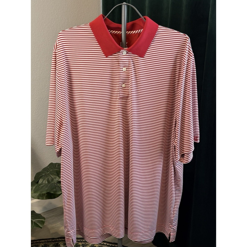 Cutter & Buck Trevor Stripe Polo XXXL Red White Golf DryTec Performance Stretch